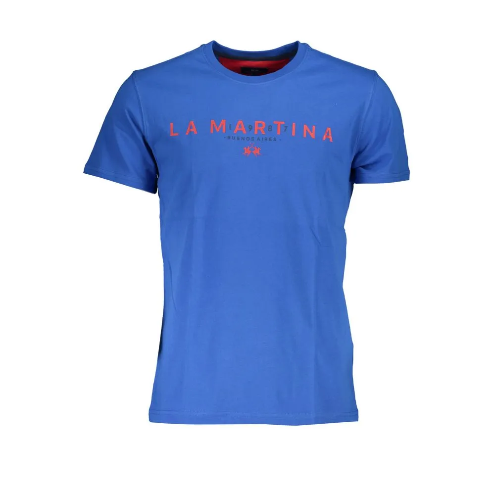La Martina Men's Chic Crew Neck Logo Tee in Cobalt Blue