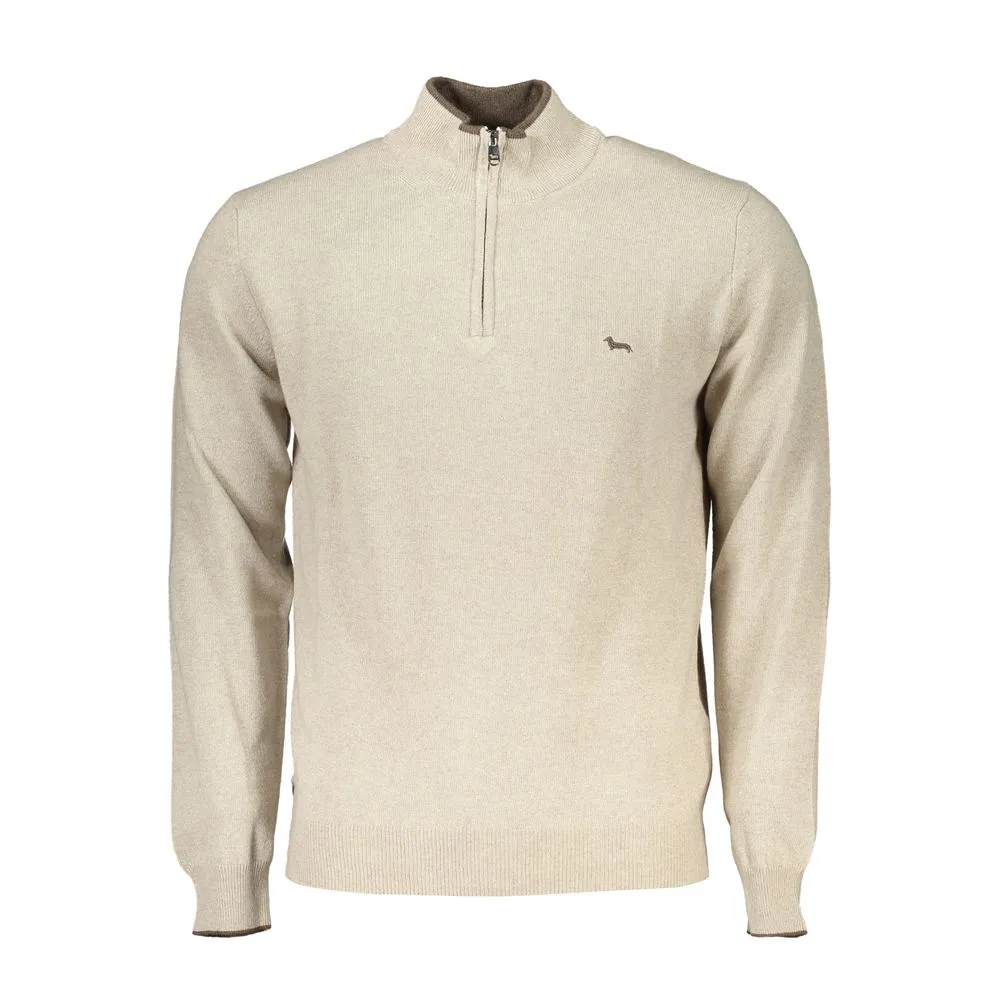 Harmont & Blaine Men's Beige Half-Zip Sweater with Embroidery Detail