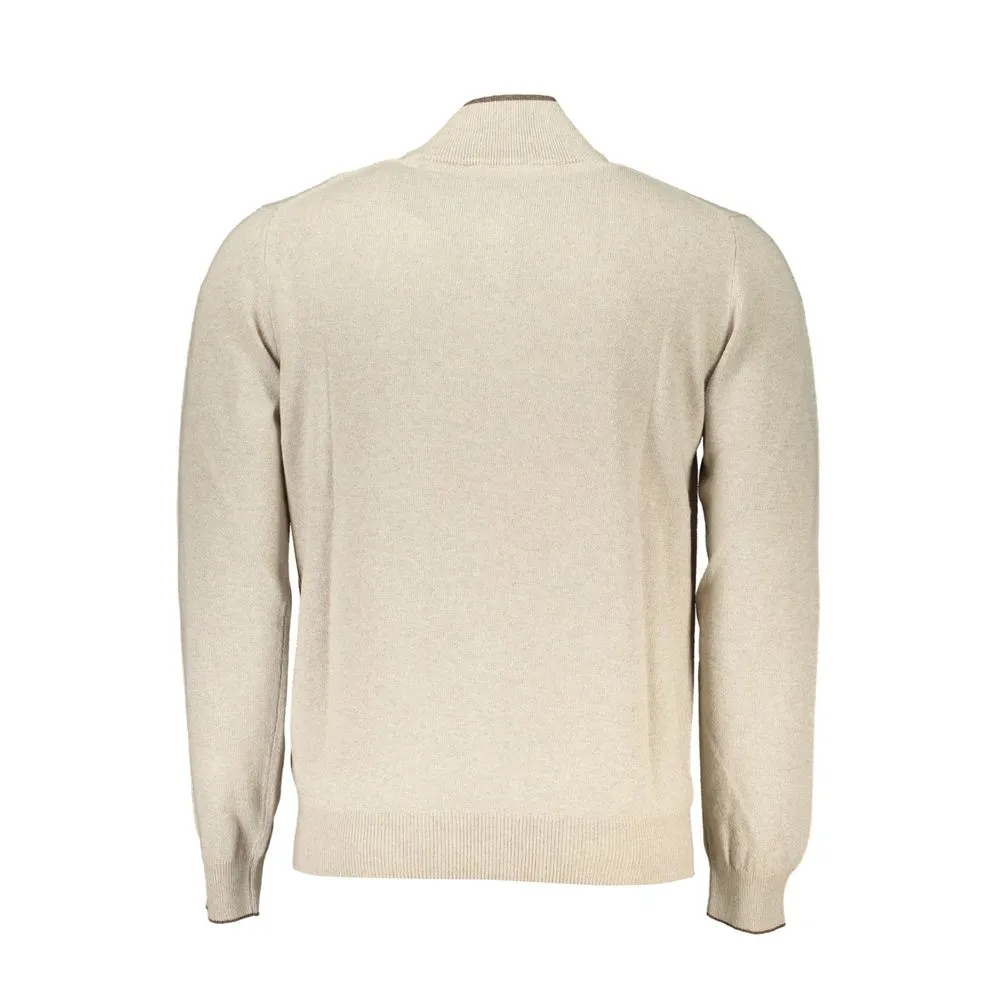 Harmont & Blaine Men's Beige Half-Zip Sweater with Embroidery Detail