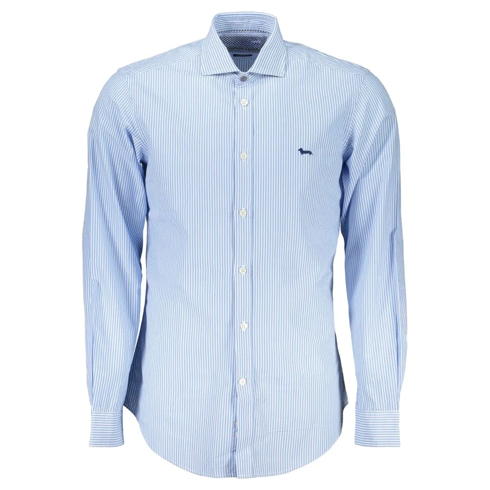 Harmont & Blaine Men's Elegant Light Blue Striped Cotton Shirt