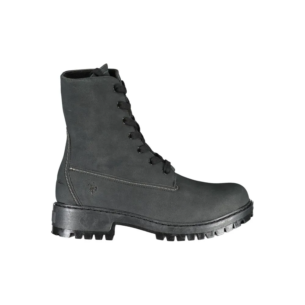 U.S. POLO ASSN. Women's Contrast Lace-Up Fleece Ankle Boots