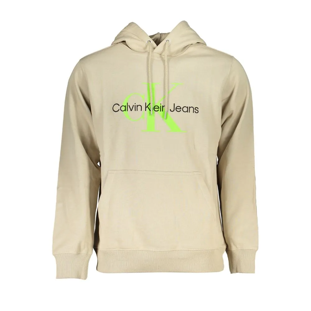 Calvin Klein Men's Beige Hooded Cotton Sweatshirt