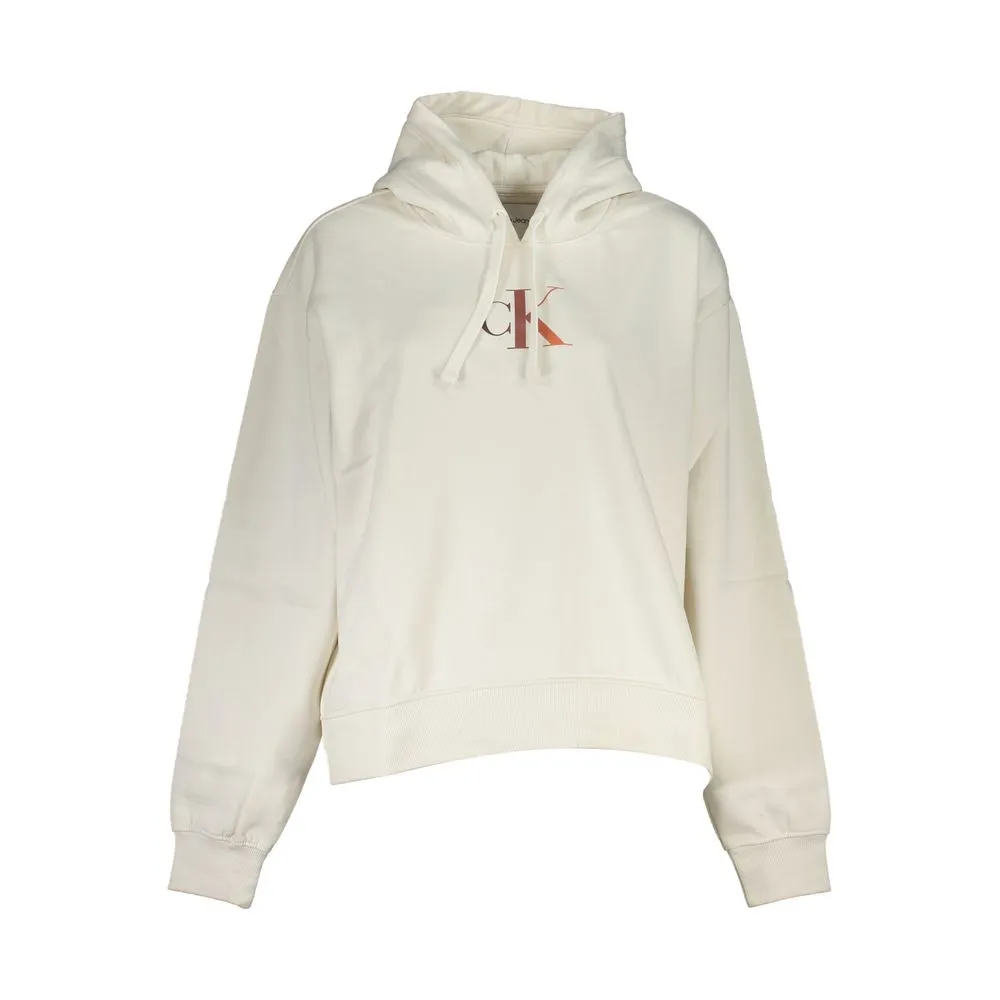 Calvin Klein Women's Chic White Fleece Hooded Sweatshirt