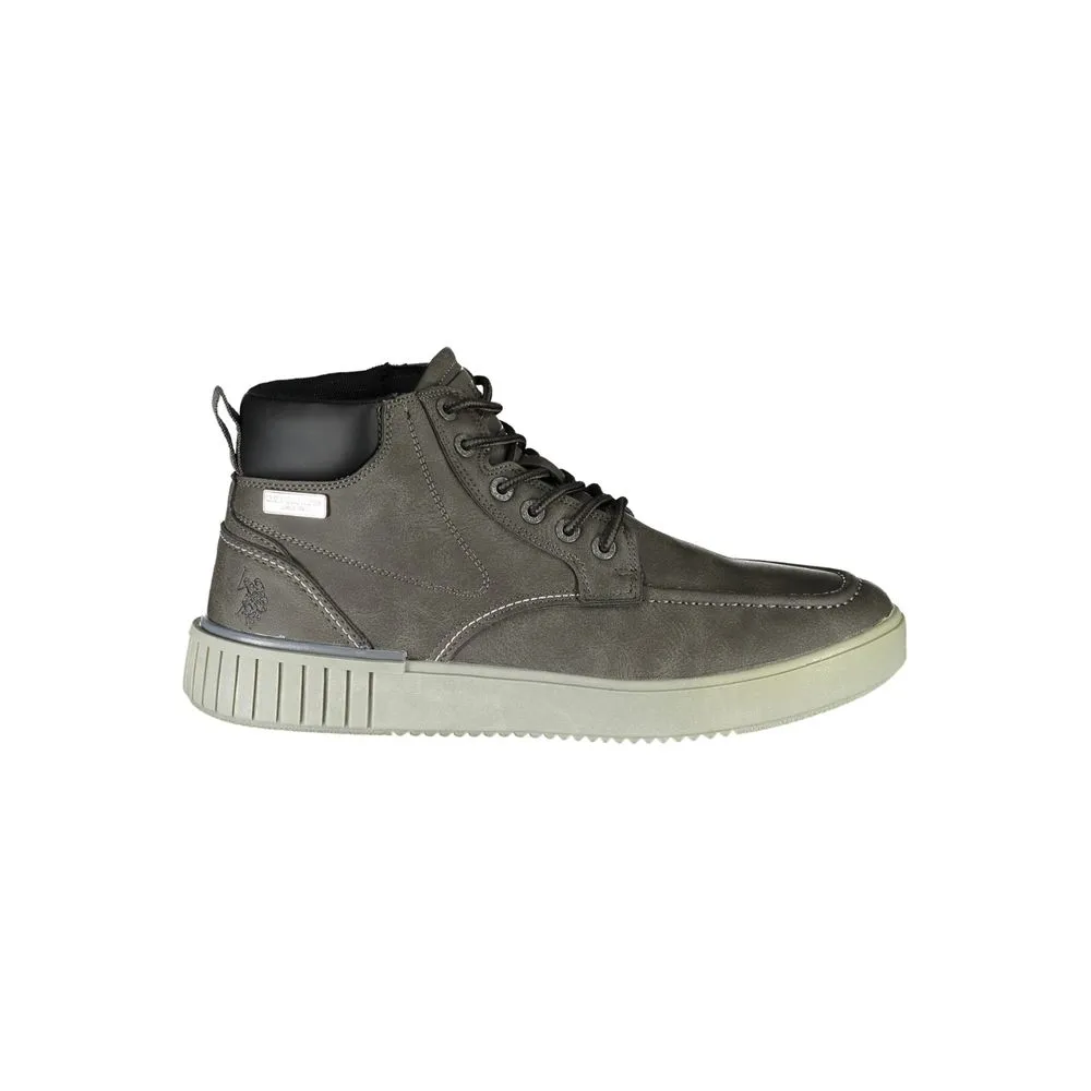 U.S. POLO ASSN. Men's Sophisticated Gray Lace-Up Boots with Contrast Detailing