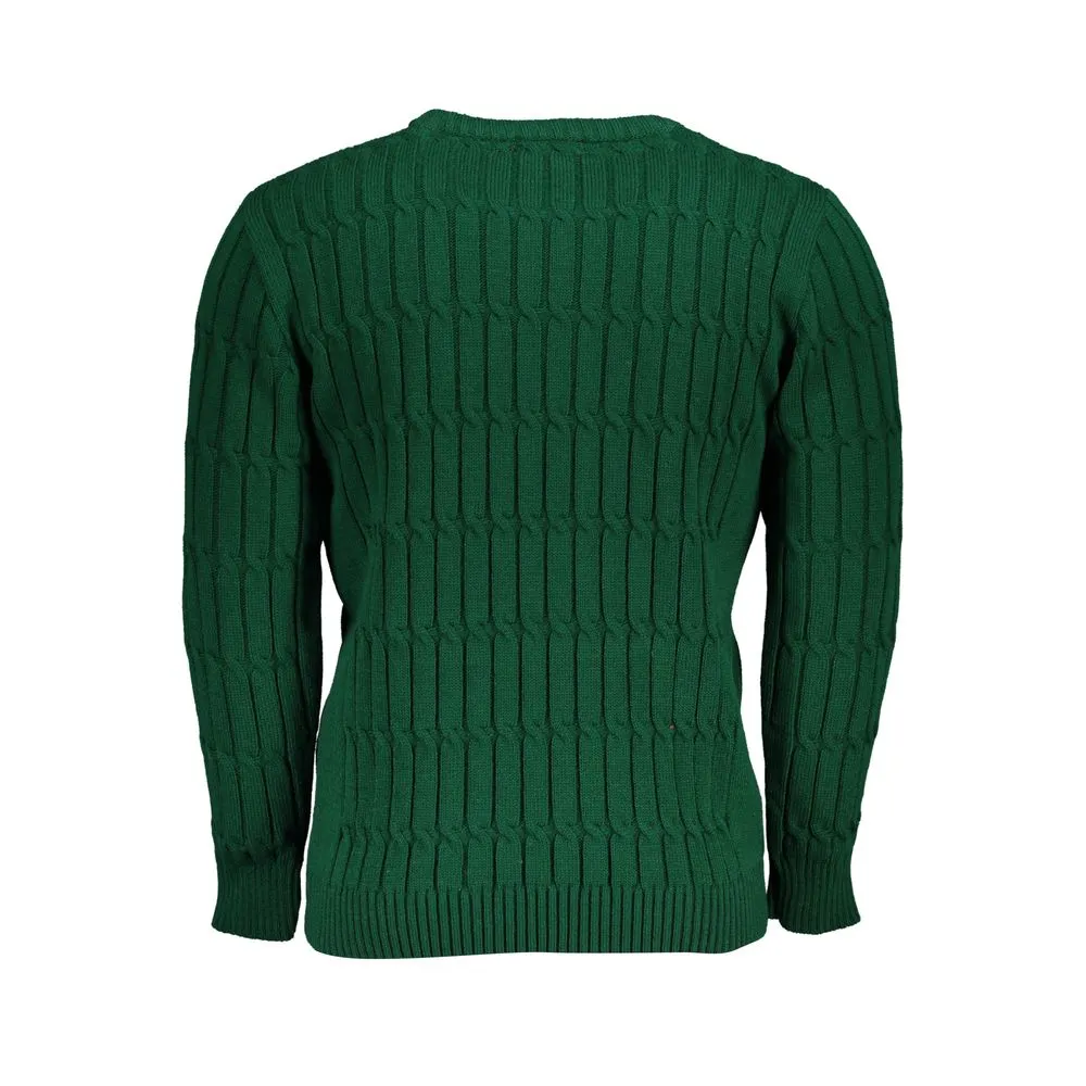 U.S. Grand Polo Men's Elegant Crew Neck Twisted Green Sweater
