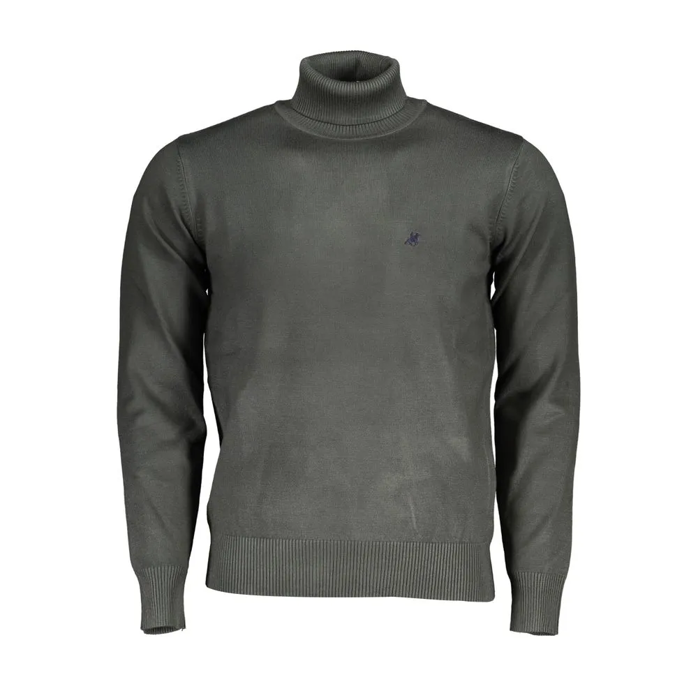U.S. Grand Polo Men's Elegant Green Turtleneck with Unique Embroidery