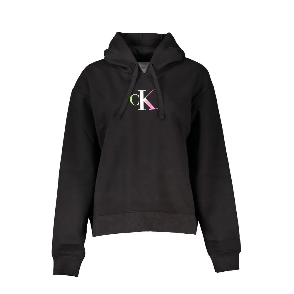 Calvin Klein Women's Chic Black Hooded Sweatshirt with Fleece Interior