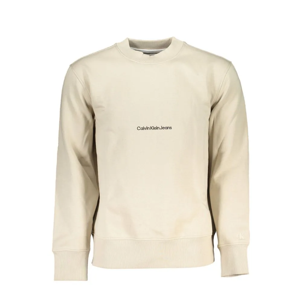 Calvin Klein Men's Beige Crew Neck Long Sleeve Sweatshirt