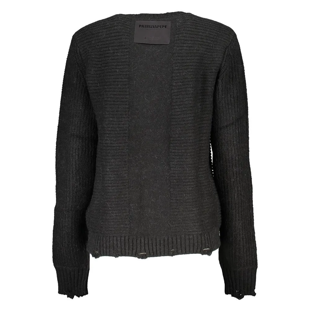 Patrizia Pepe Women's Elegant Long-Sleeved Crew Neck Sweater with Logo