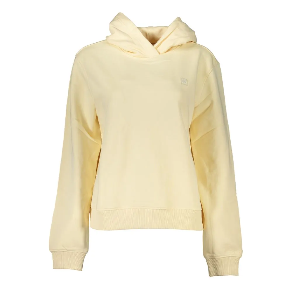 Calvin Klein Women's Beige Brushed Logo Hooded Sweatshirt