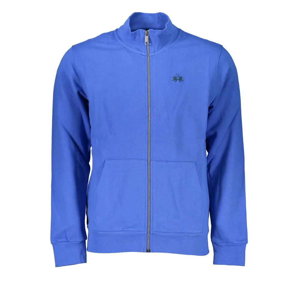 La Martina Men's Elegant Blue Fleece Sweatshirt with Embroidery