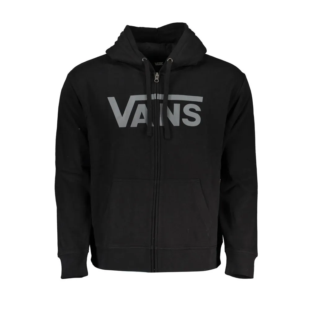 Vans Men's Sleek Black Hooded Zip Sweatshirt