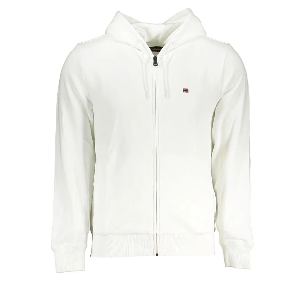 Napapijri Men's Elegant White Cotton Hooded Sweatshirt