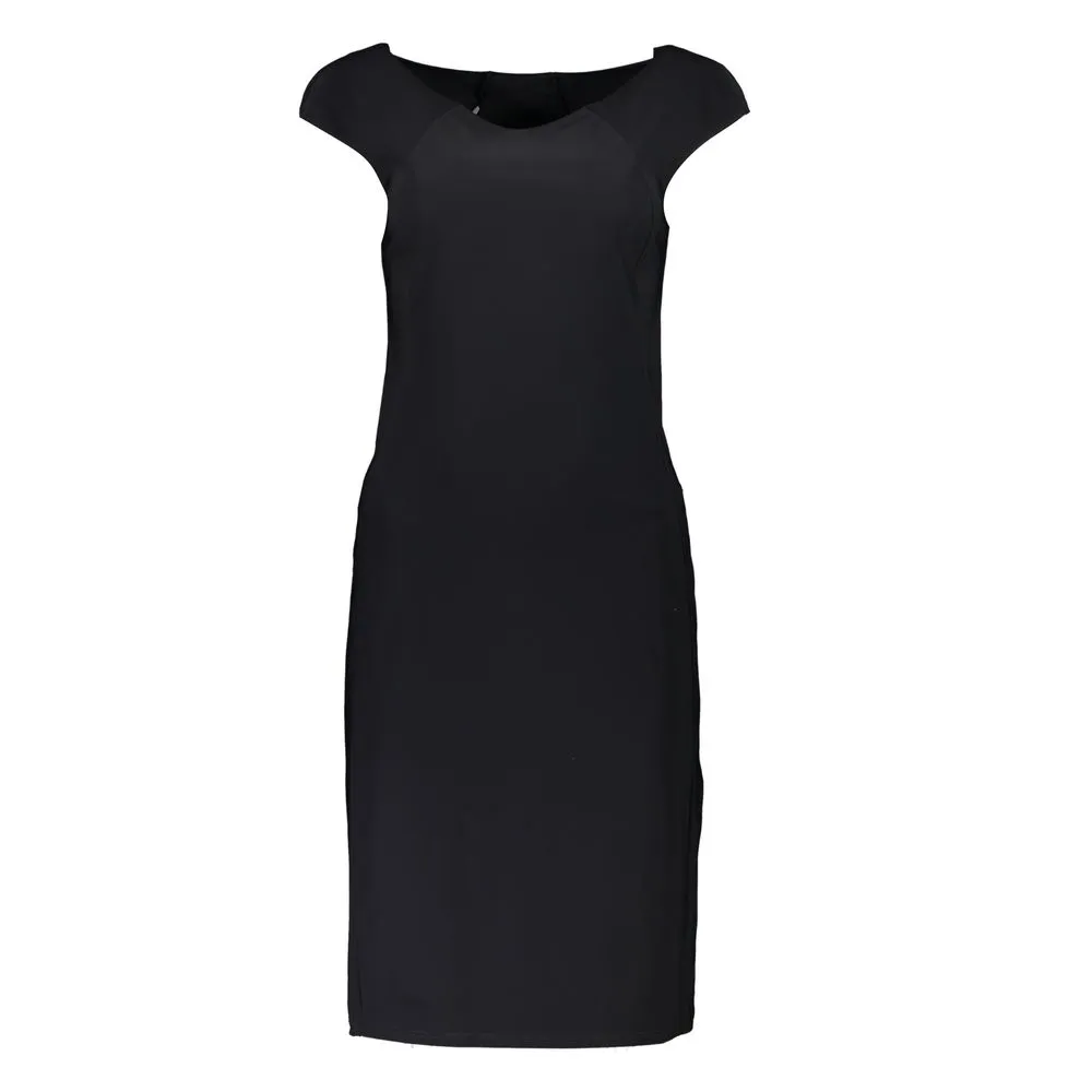 Patrizia Pepe Women's Elegant Black Boat Neck Dress with Wide Straps