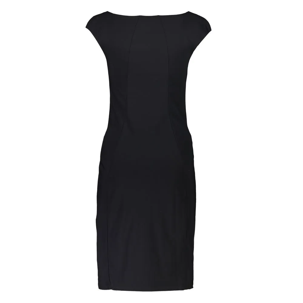 Patrizia Pepe Women's Elegant Black Boat Neck Dress with Wide Straps
