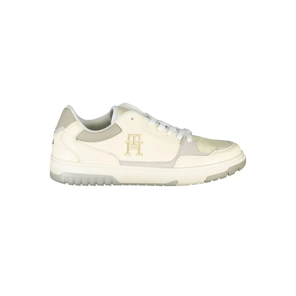 Tommy Hilfiger Men's Beige Sports Sneakers with Unique Embroidery