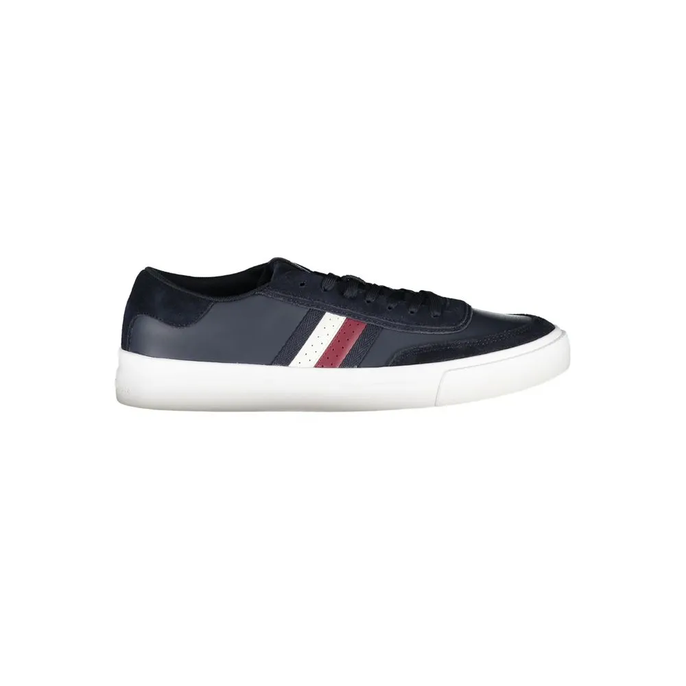 Tommy Hilfiger Men's Sleek Blue Lace-Up Sneakers with Contrast Accents