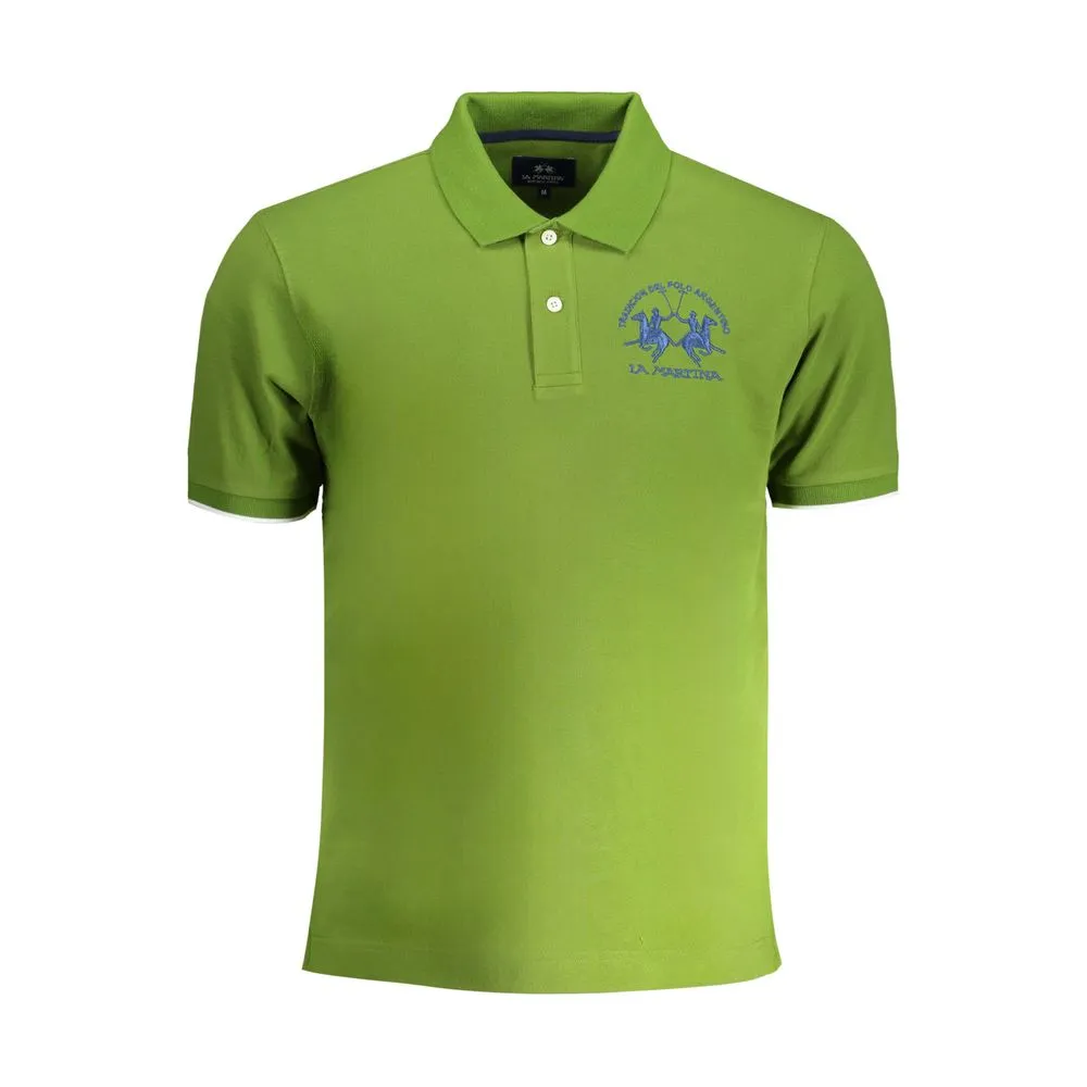 La Martina Men's Green Cotton Polo Shirt