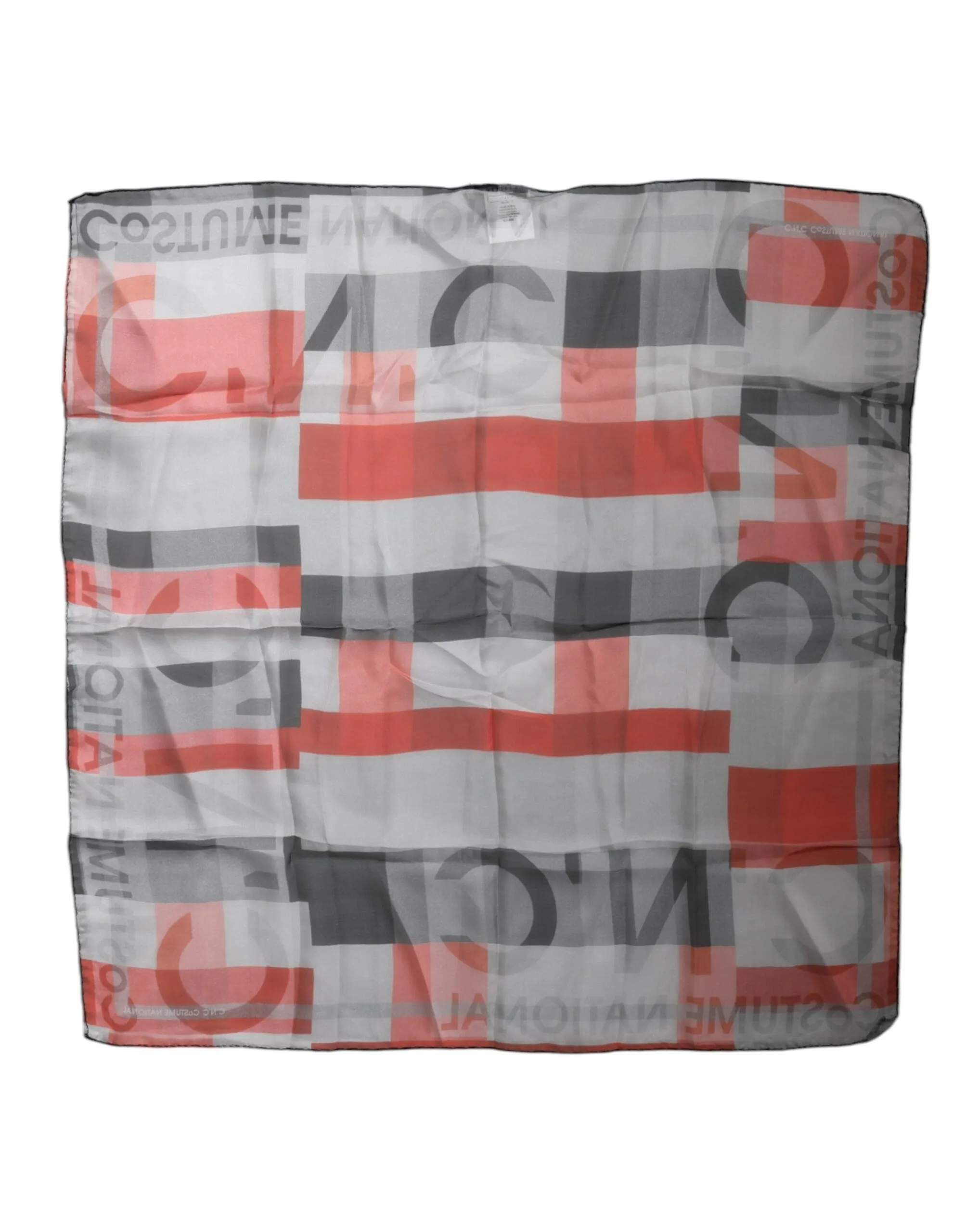 Costume National Women's Gray Red Silk Square Neck Wrap Scarf