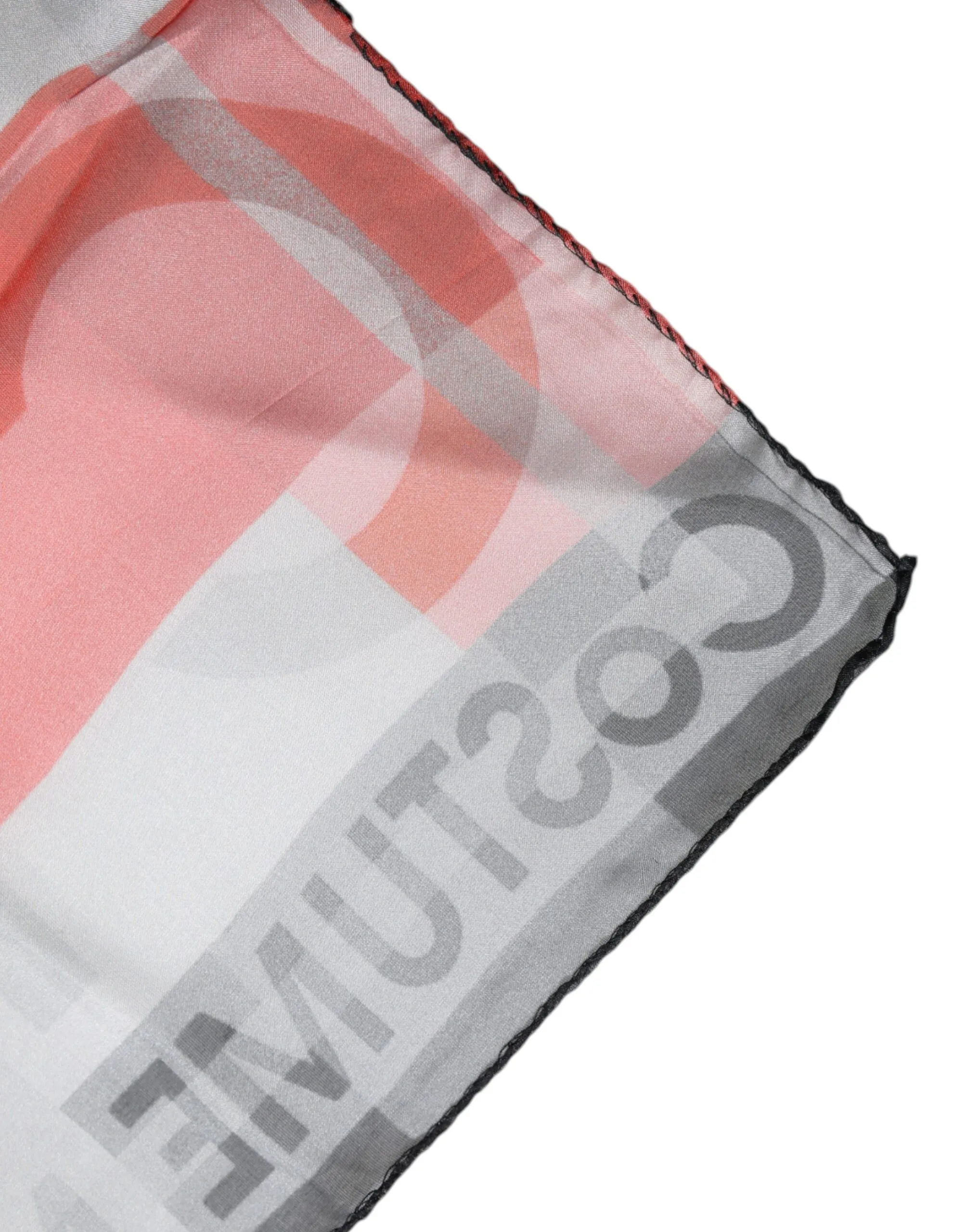 Costume National Women's Gray Red Silk Square Neck Wrap Scarf