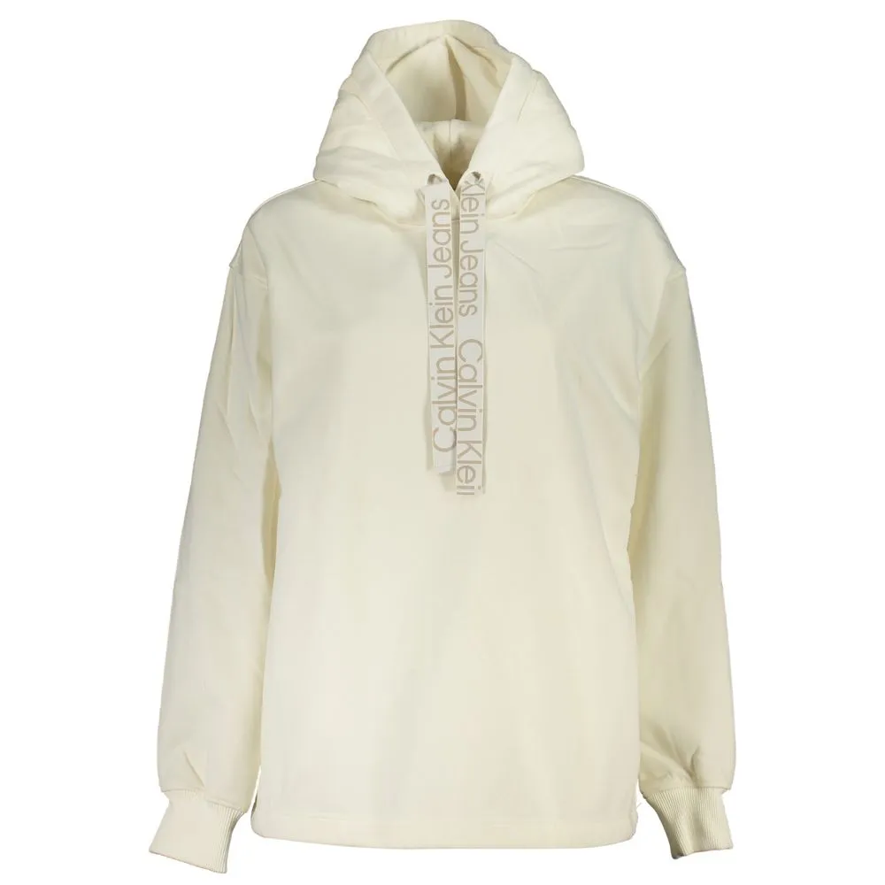 Calvin Klein Women's Chic White Hooded Fleece Sweatshirt