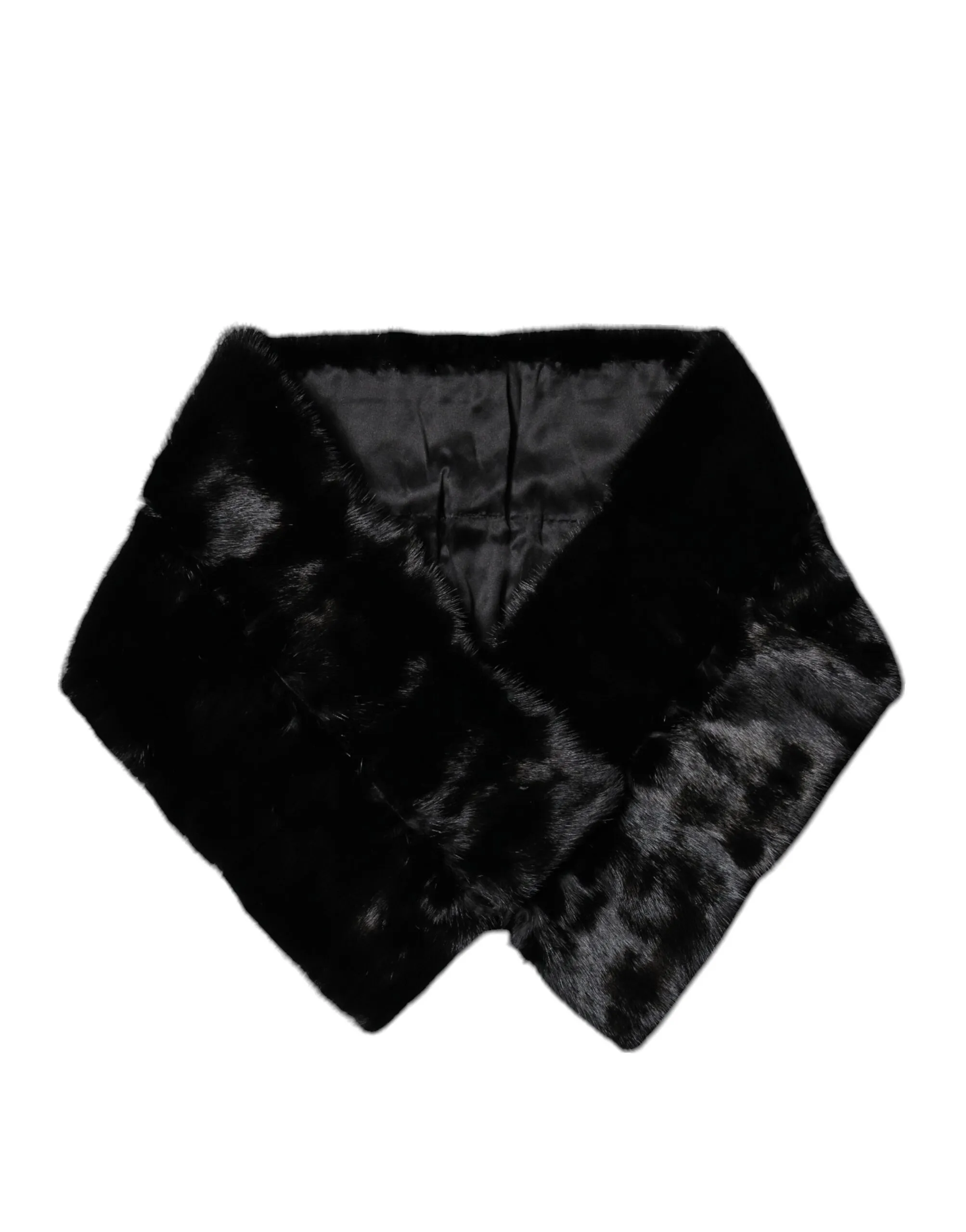 Dolce & Gabbana Women's Black Fur Shawl Neck Wrap Cover Collar Scarf