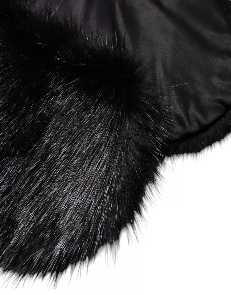 Dolce & Gabbana Women's Black Fur Shawl Neck Wrap Cover Collar Scarf