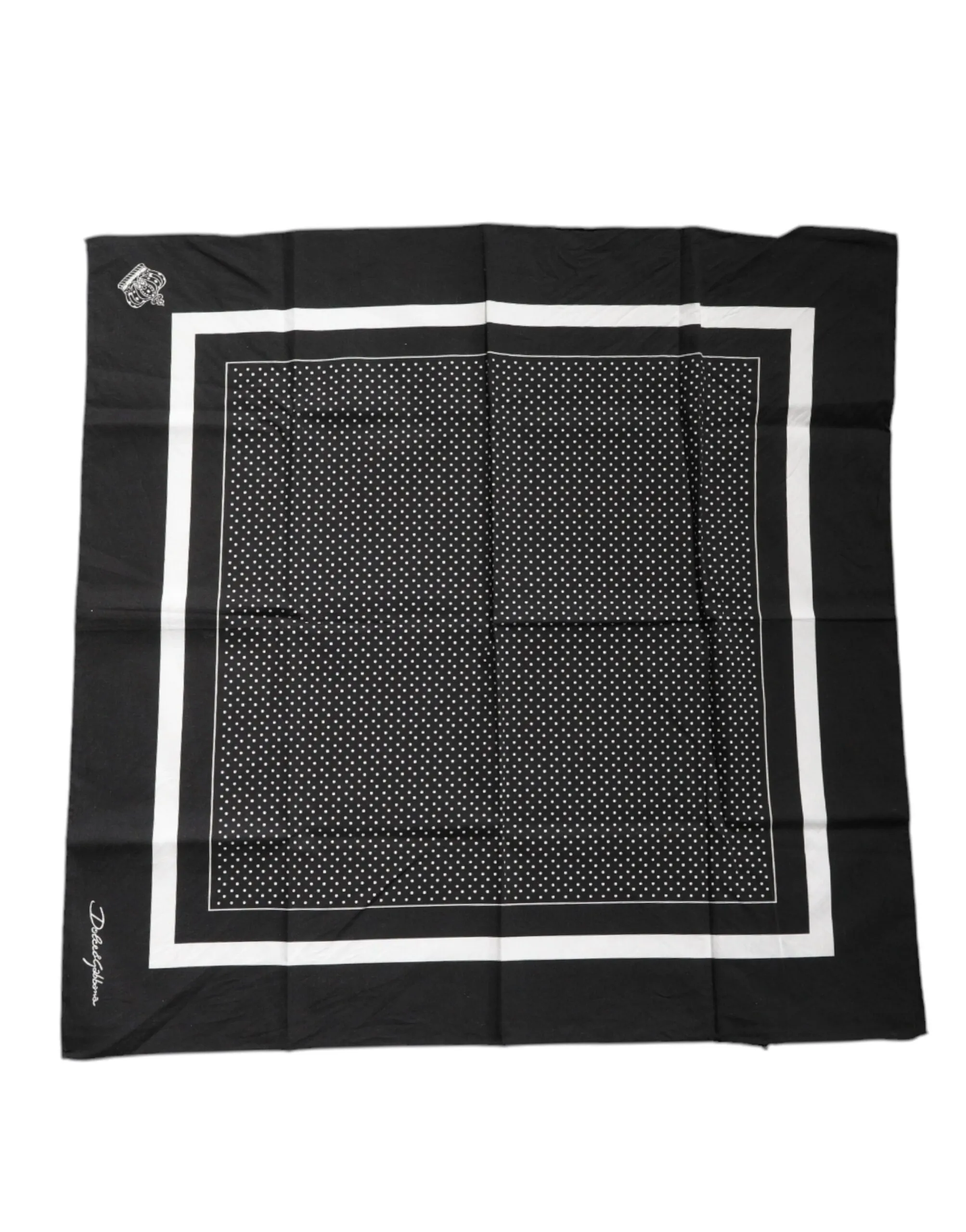 Dolce & Gabbana Men's Black Polka Dots Cotton Handkerchief Scarf