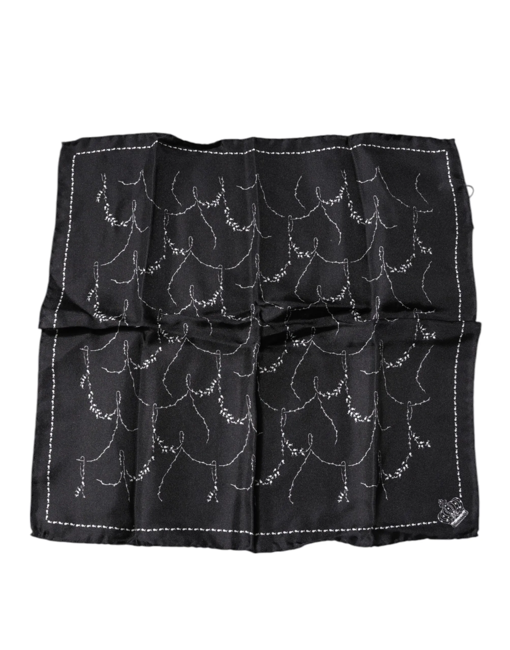 Dolce & Gabbana Men's Black Patterned Silk Handkerchief Scarf