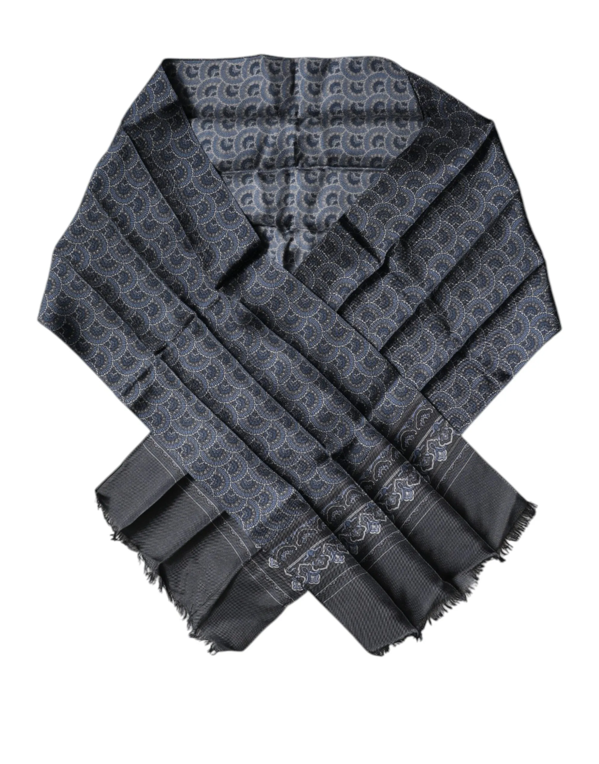 Dolce & Gabbana Men's Dark Blue Fantasy Silk Neck Wrap Shawl Scarf