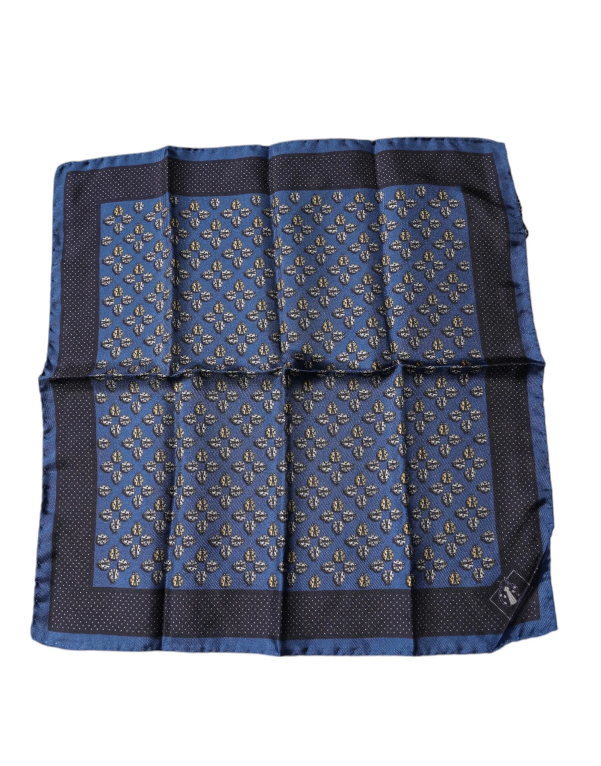 Dolce & Gabbana Men's Blue Lady Bug Silk Square Handkerchief Scarf