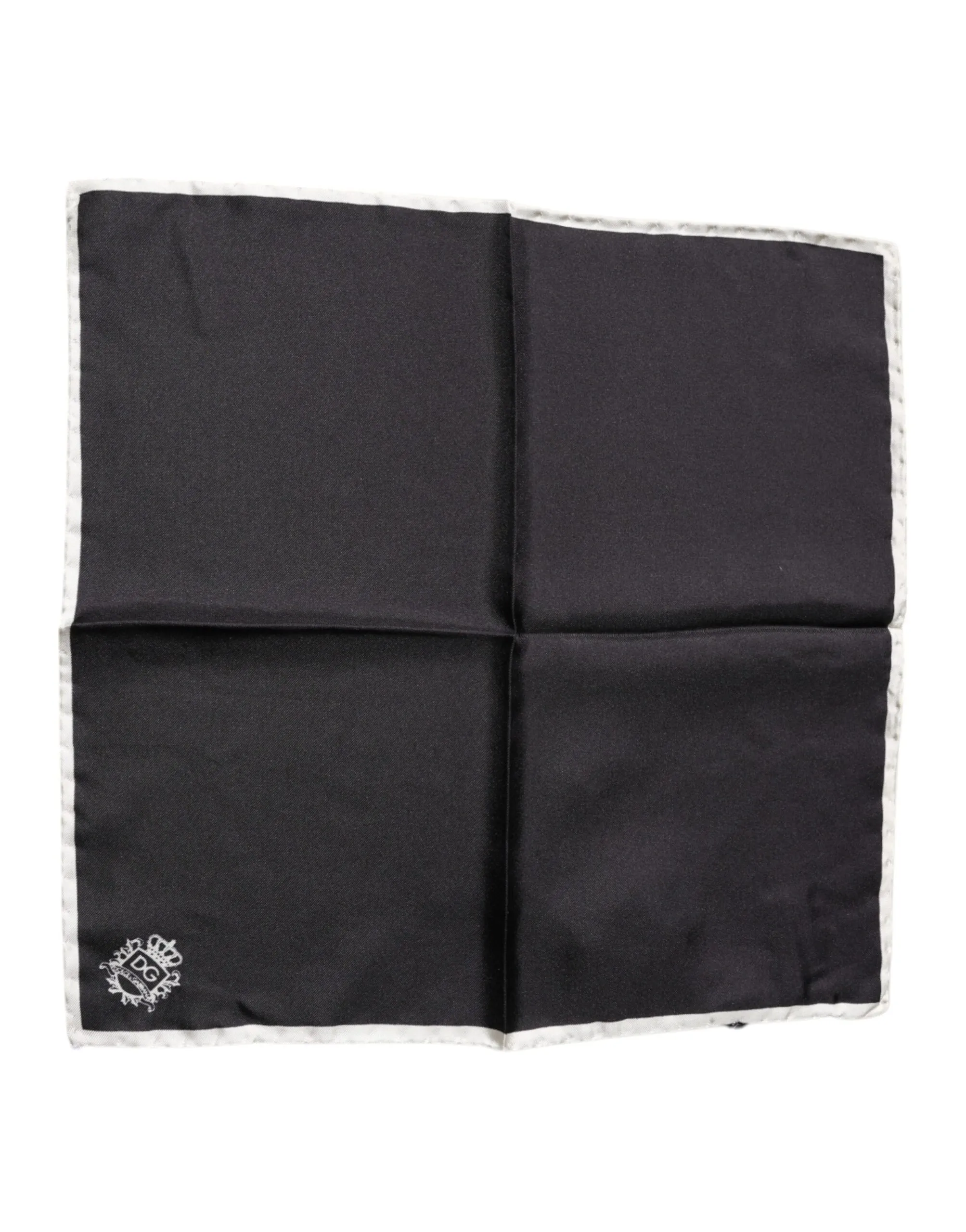 Dolce & Gabbana Men's Black Crown Logo Square Handkerchief Scarf