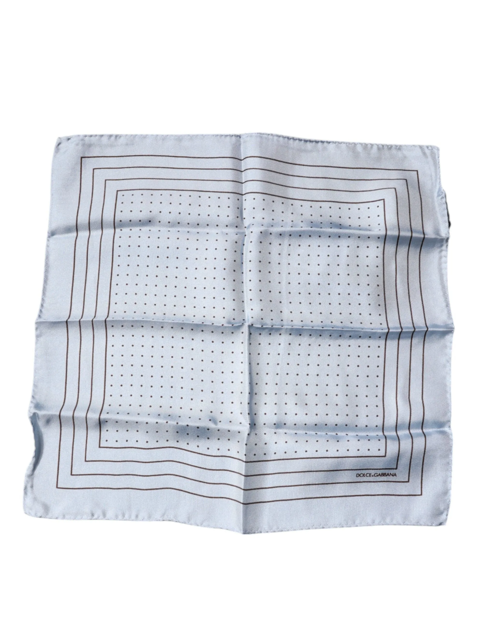 Dolce & Gabbana Men's Sky Blue Polka Dots Square Handkerchief Scarf