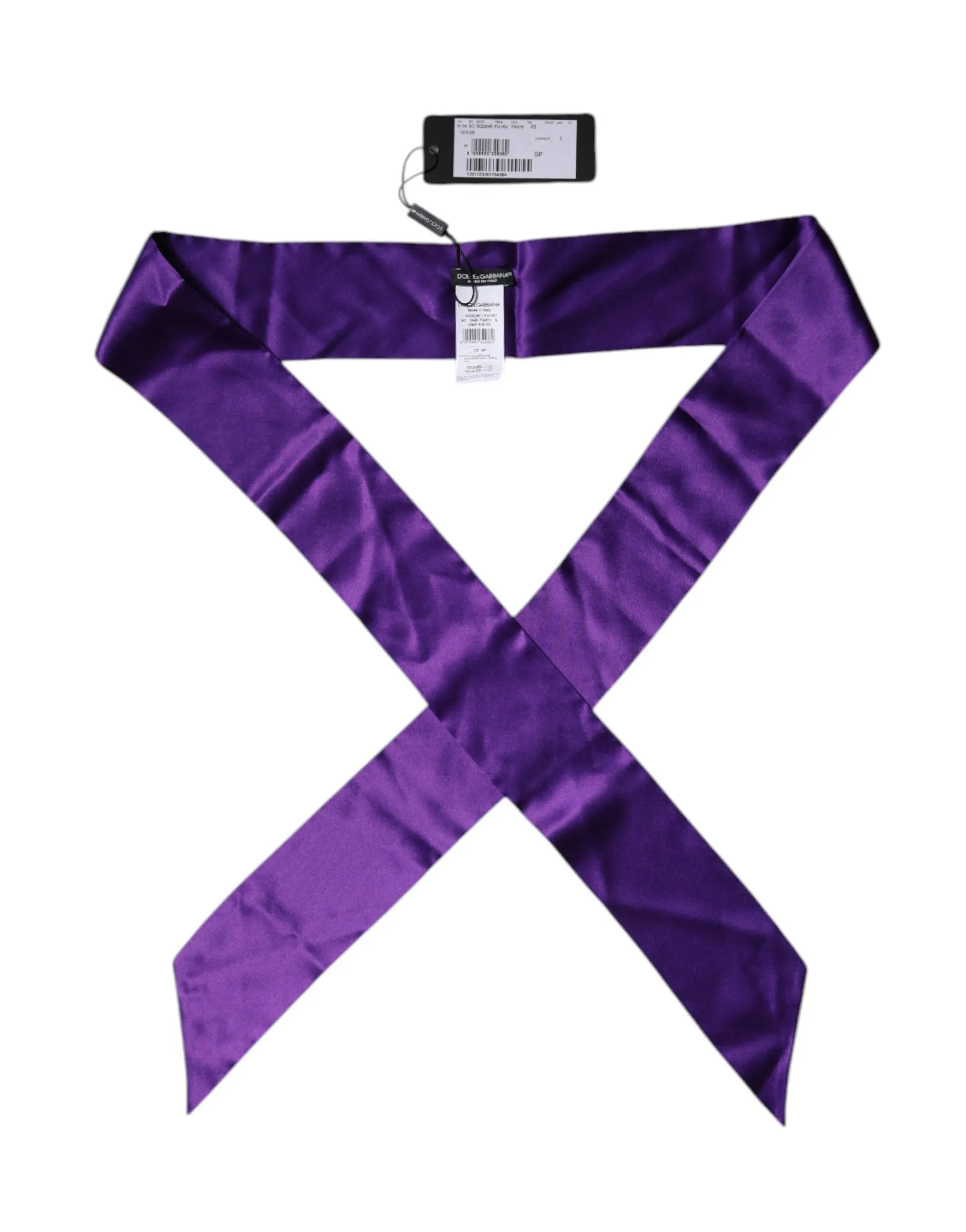 Dolce & Gabbana Women's Purple Satin Silk Skinny Neck Foulard Scarf