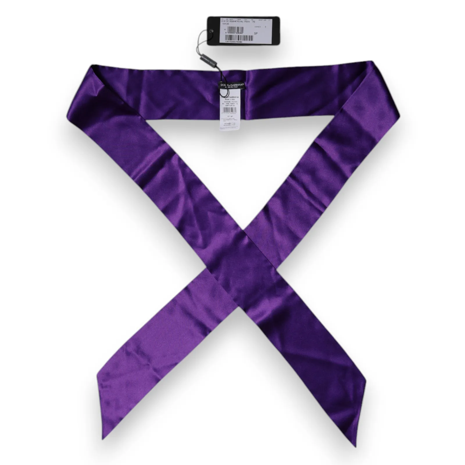 Dolce & Gabbana Women's Purple Satin Silk Skinny Neck Foulard Scarf