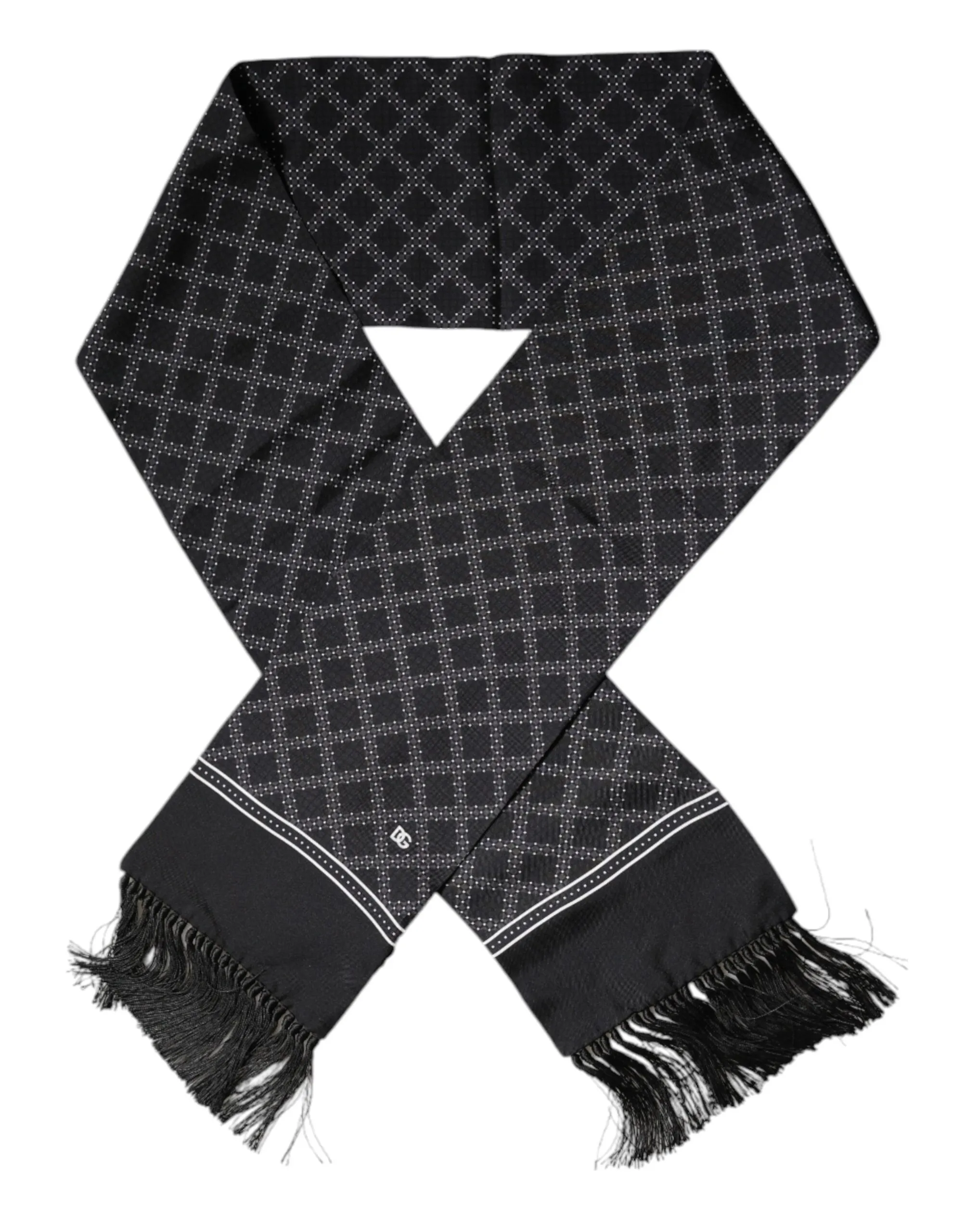 Dolce & Gabbana Men's Dark Gray Fantasy Fringes Neck Wrap Scarf
