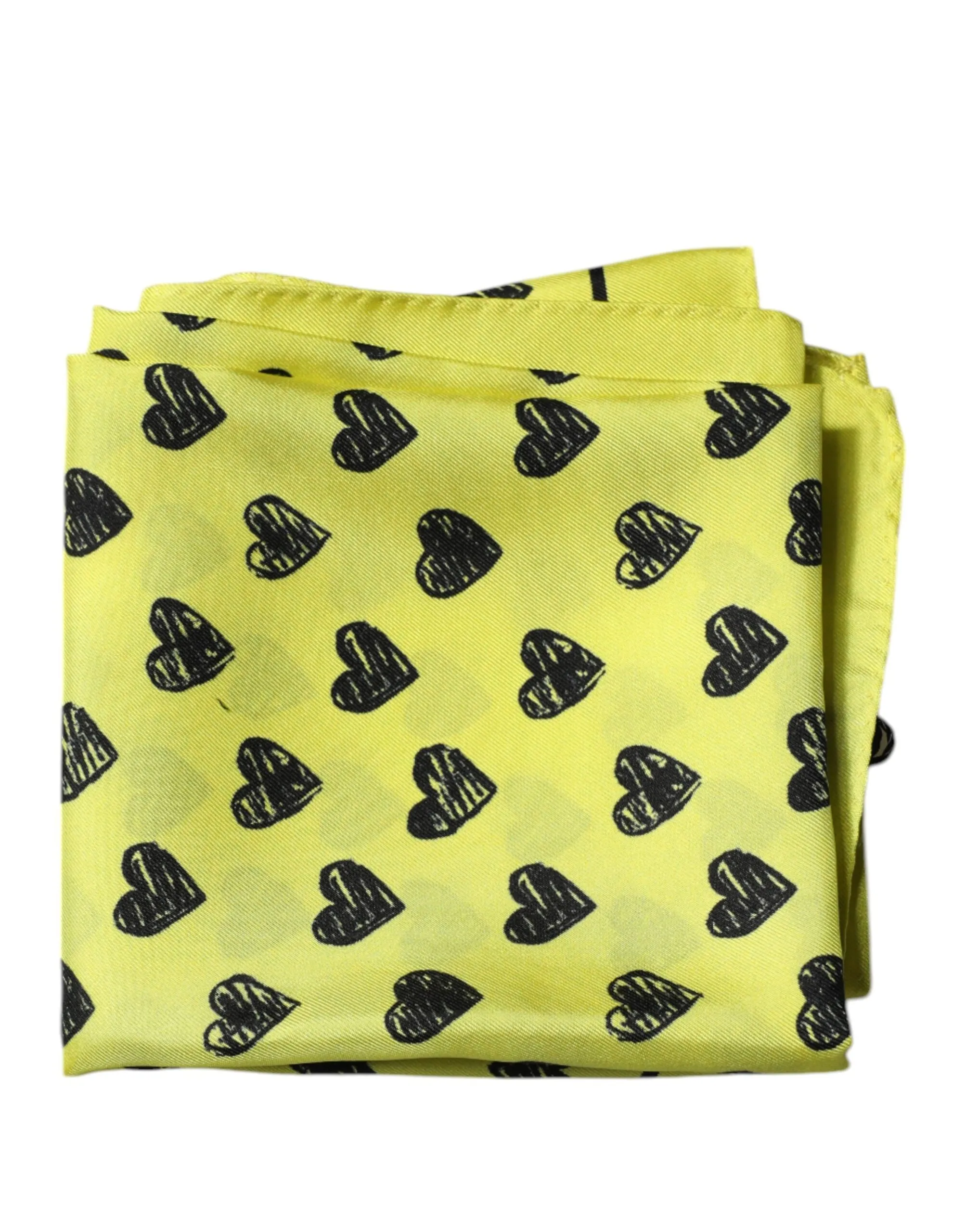 Dolce & Gabbana Women's Yellow Hearts Silk Square Bandana Scarf
