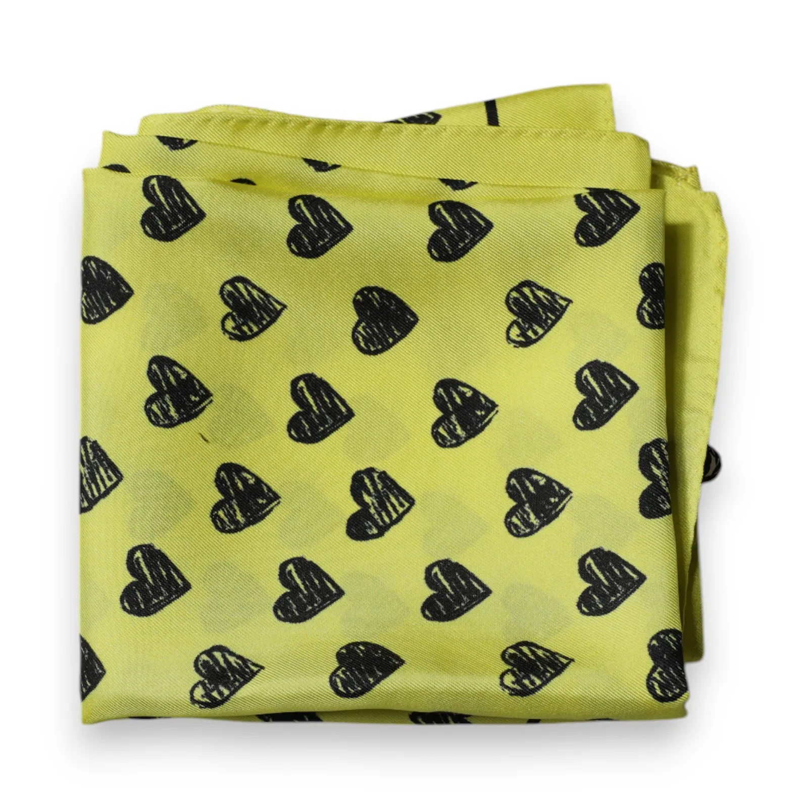 Dolce & Gabbana Women's Yellow Hearts Silk Square Bandana Scarf