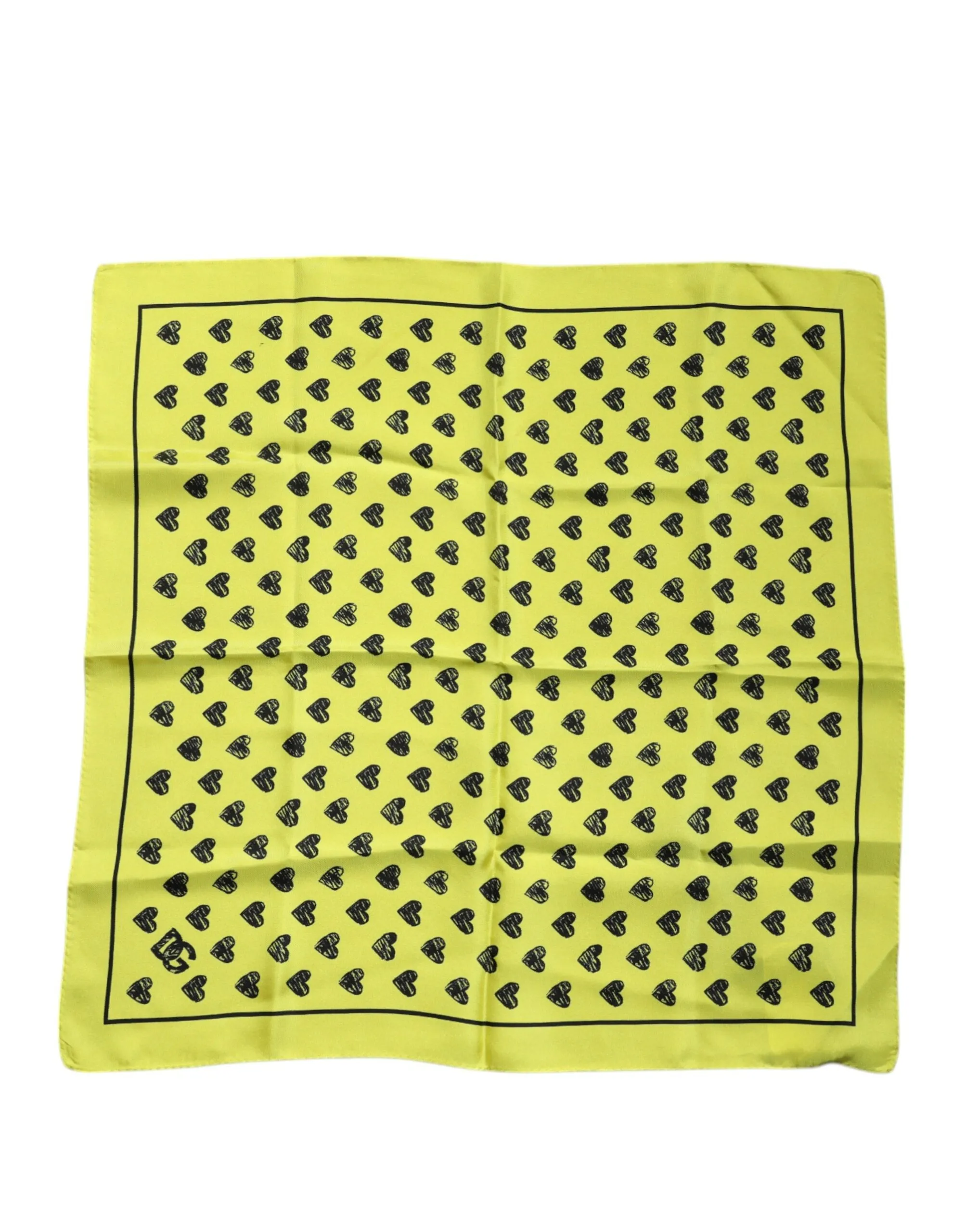 Dolce & Gabbana Women's Yellow Hearts Silk Square Bandana Scarf
