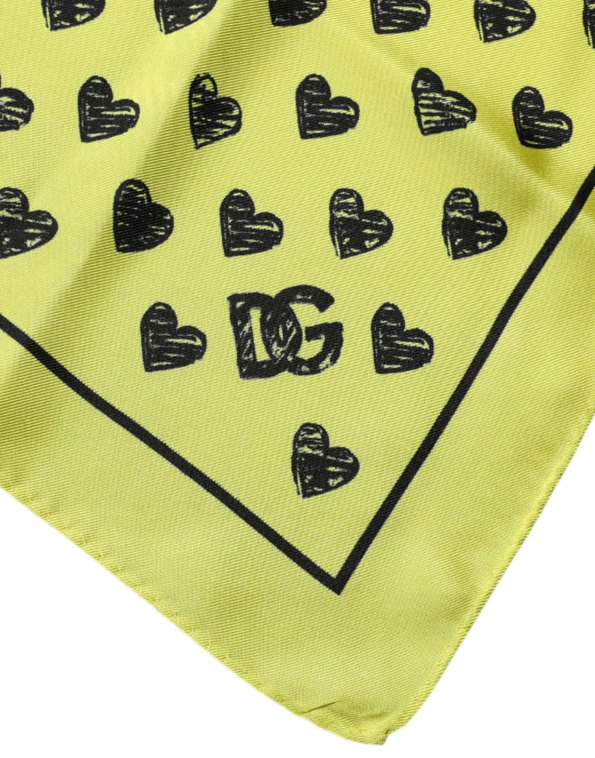 Dolce & Gabbana Women's Yellow Hearts Silk Square Bandana Scarf