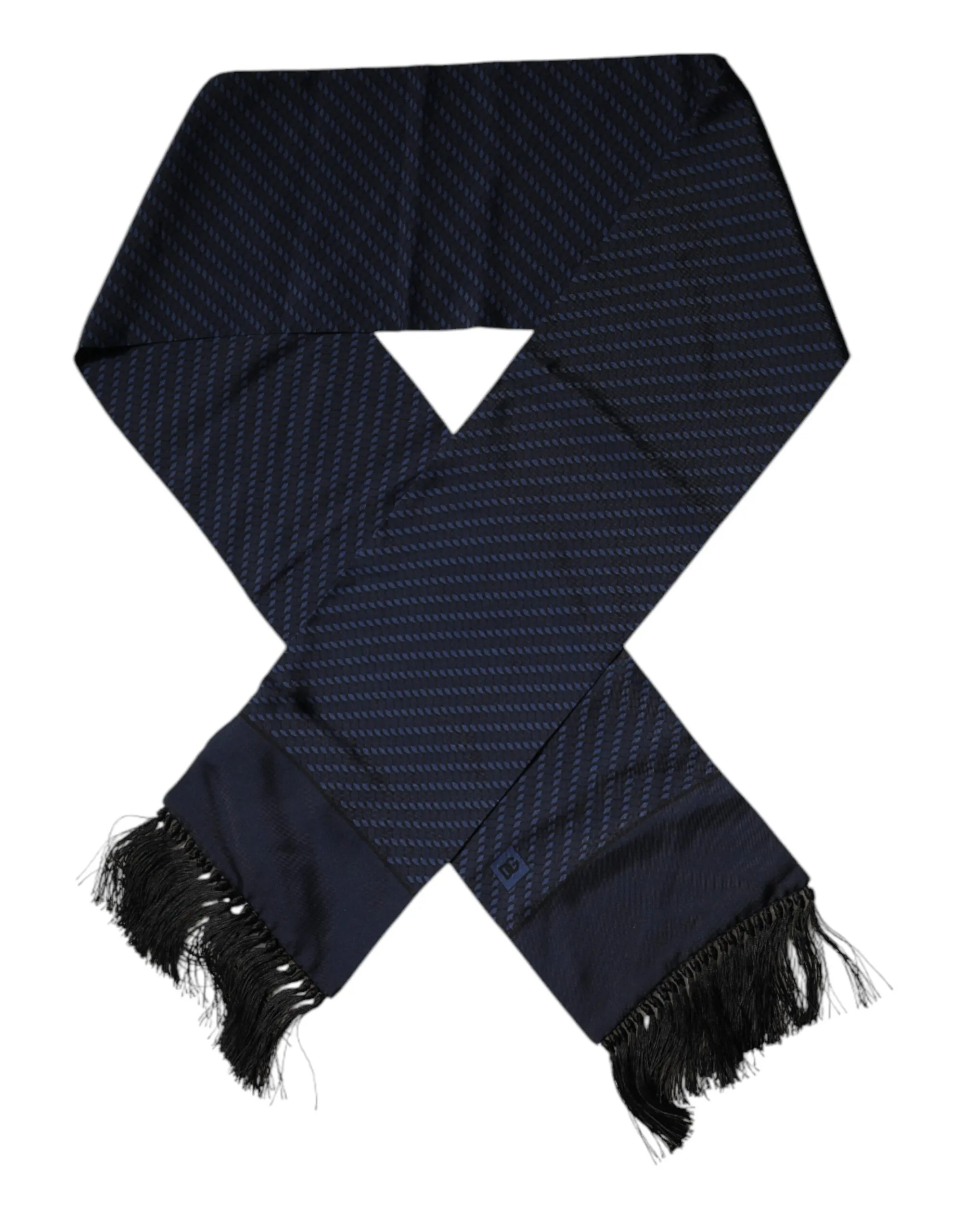 Dolce & Gabbana Men's Dark Blue Fantasy Fringes Neck Wrap Scarf