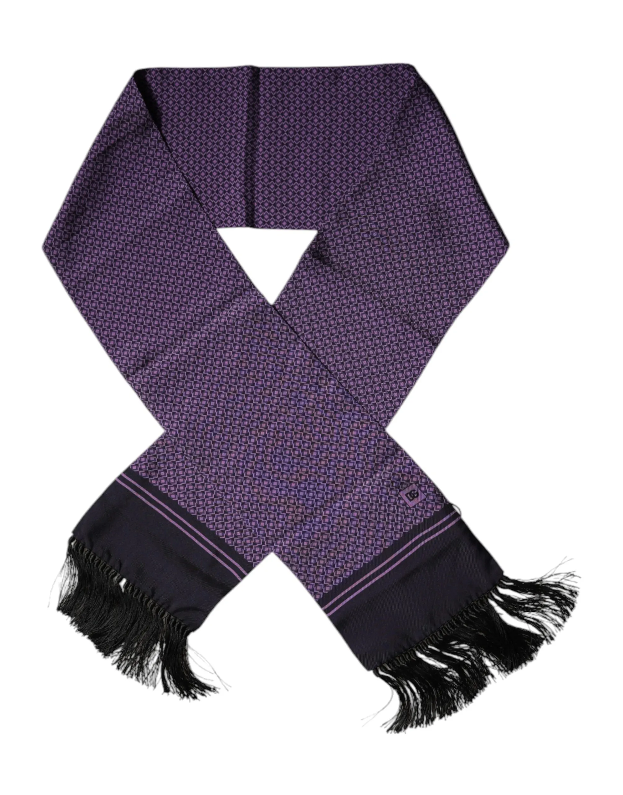 Dolce & Gabbana Men's Purple Fantasy Silk Fringes Neck Wrap Scarf