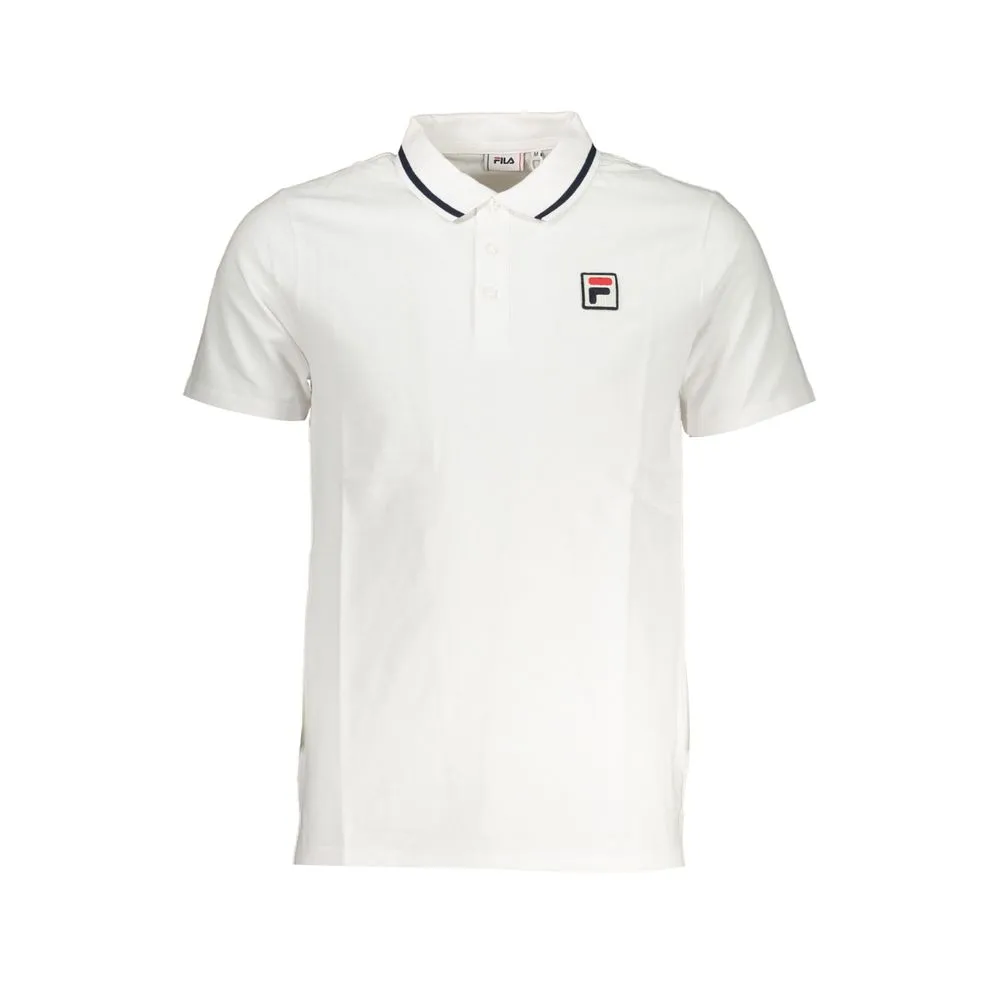 Fila Men's Sleek White Cotton Polo with Contrast Accents