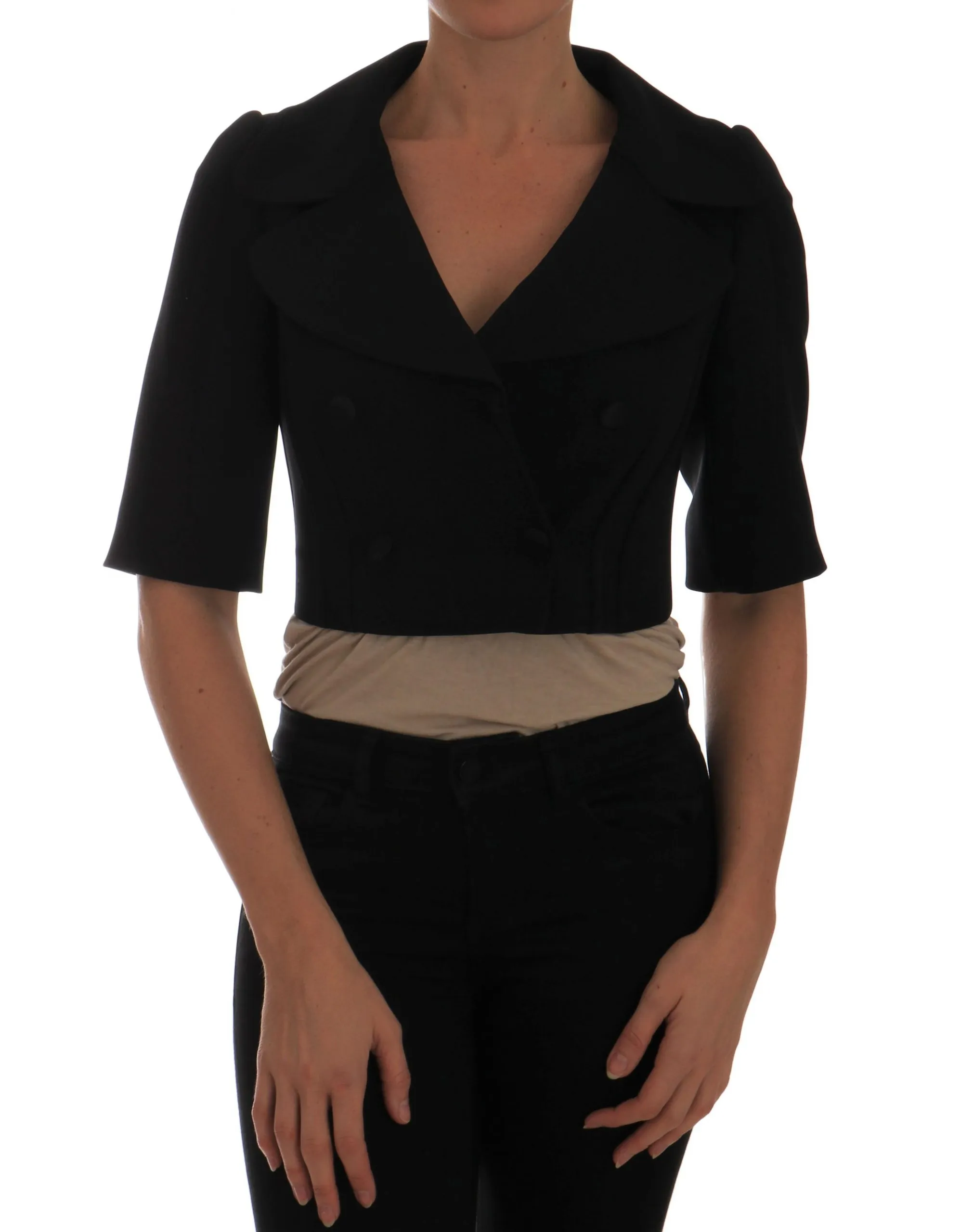Dolce & Gabbana Women's Chic Black Cropped Double Breasted Blazer