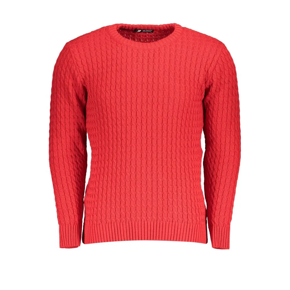 U.S. Grand Polo Men's Elegant Twisted Crew Neck Sweater in Pink