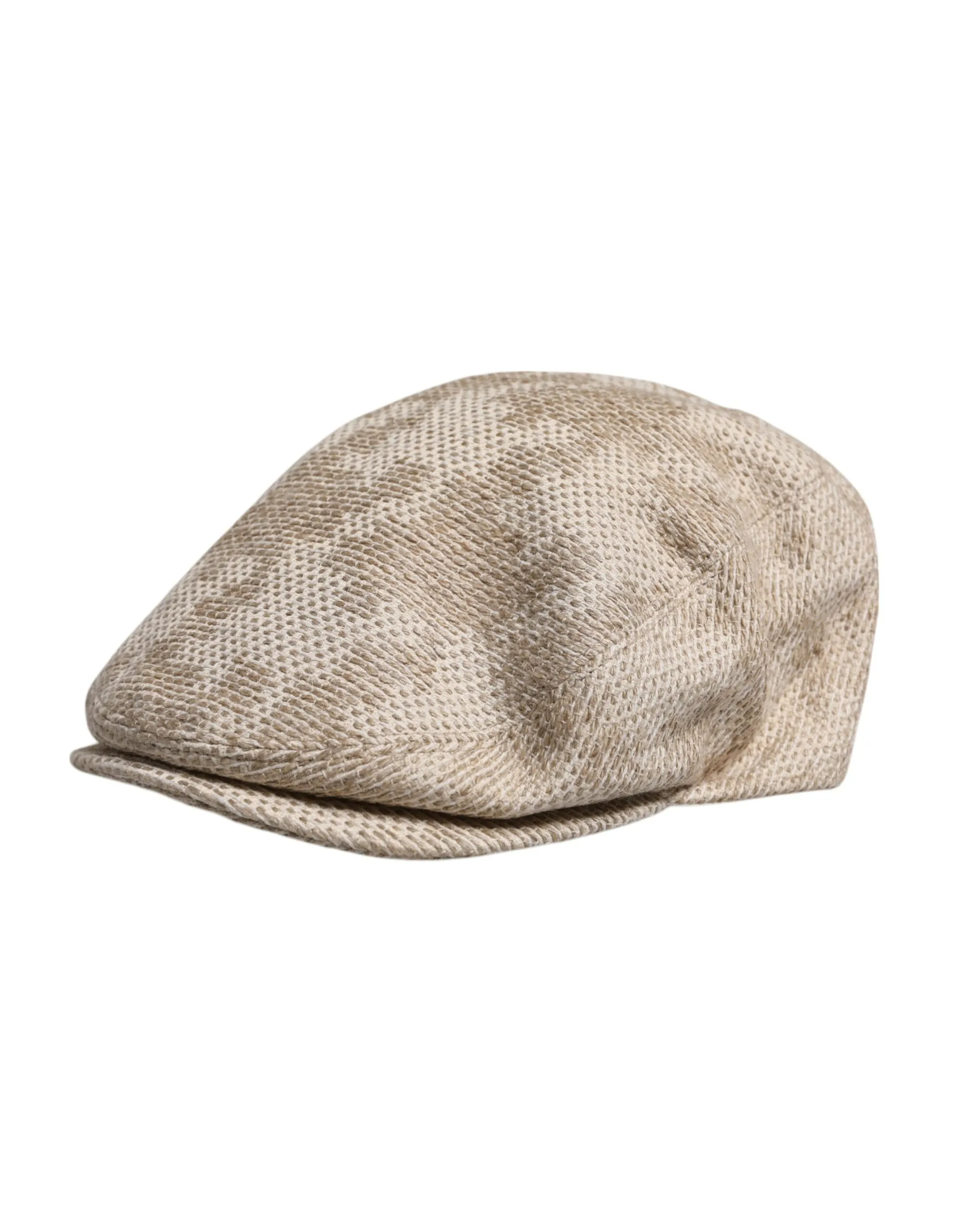 Dolce & Gabbana Men's Beige Floral Linen Newsboy Hat