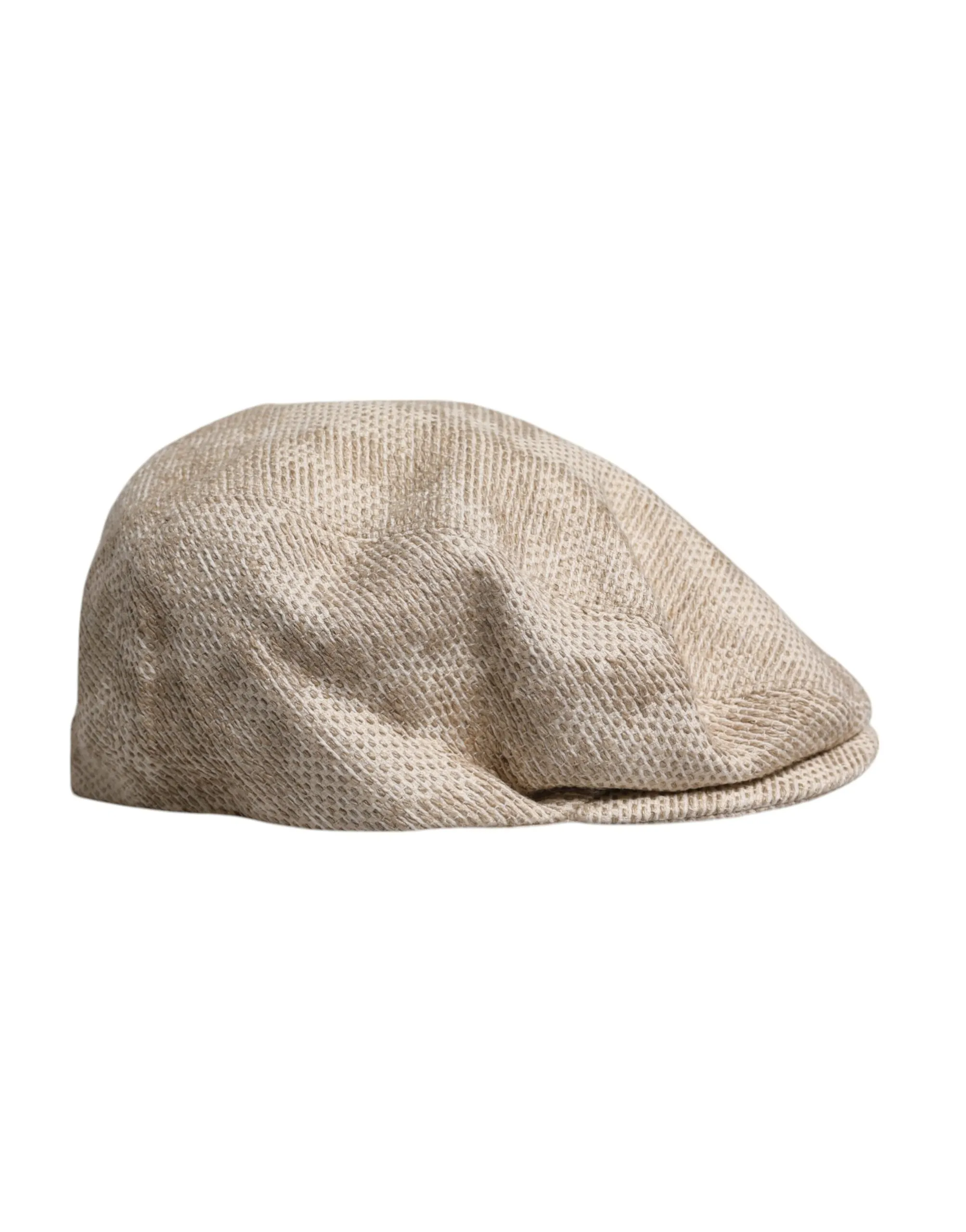 Dolce & Gabbana Men's Beige Floral Linen Newsboy Hat