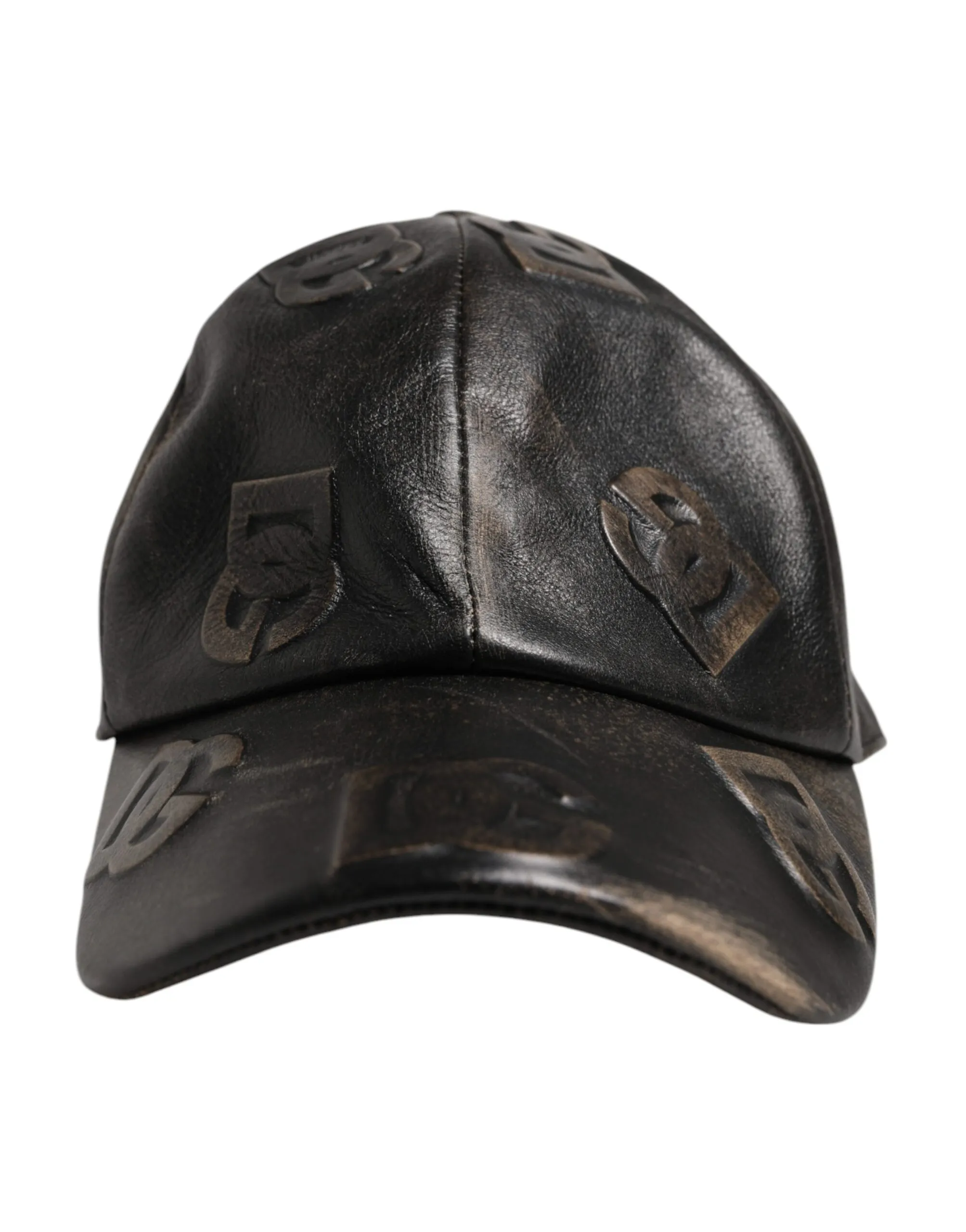 Dolce & Gabbana Men's Brown Leather Logo Monogram Baseball Cap