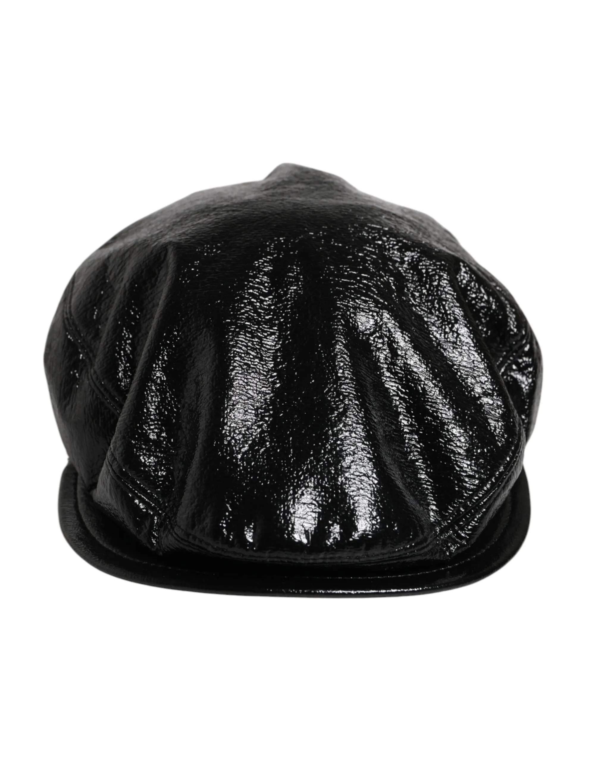 Dolce & Gabbana Men's Black Glossy Cotton Newsboy Hat