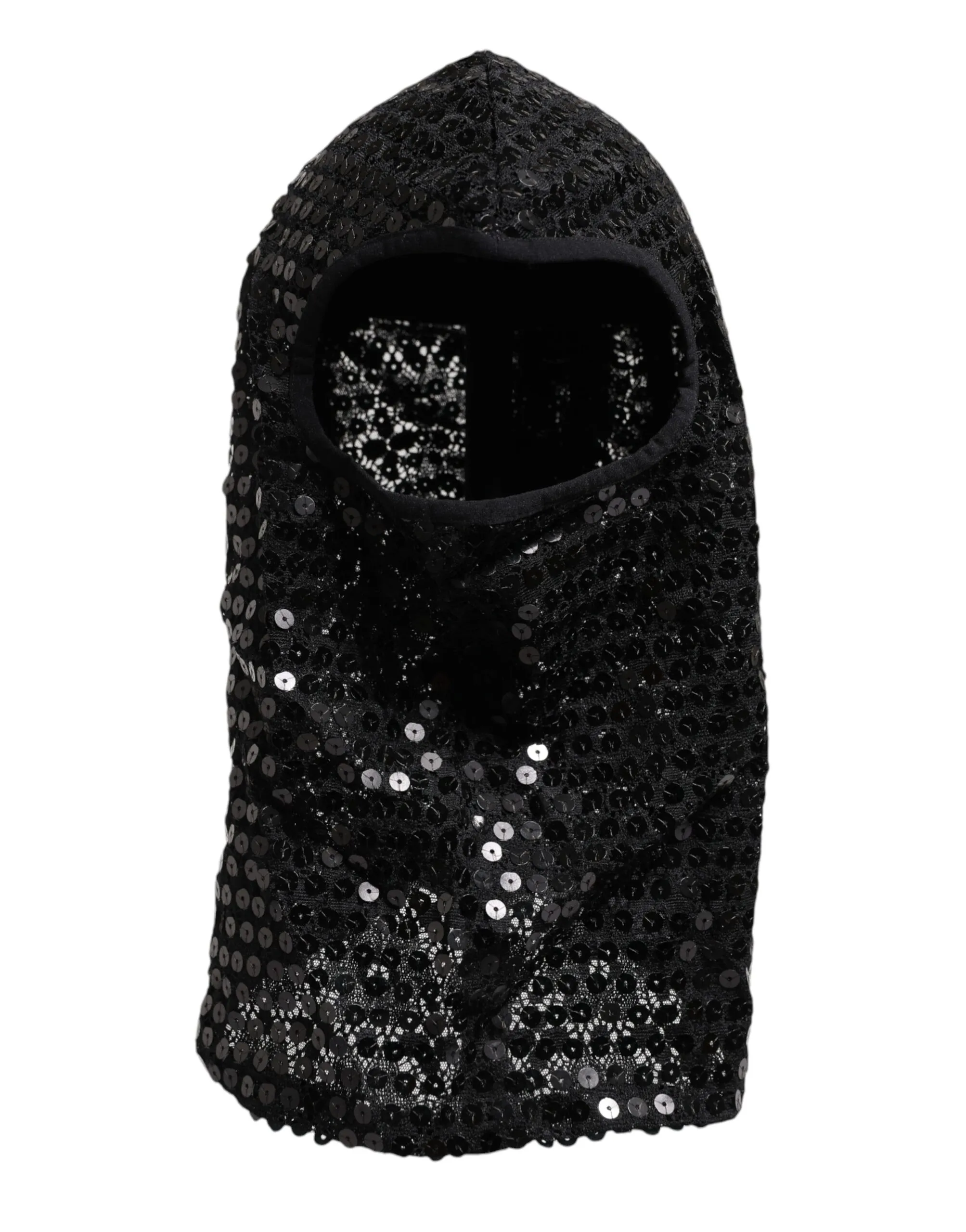 Dolce & Gabbana Men's Black Sequined Nylon Ski Mask Balaclava Hat